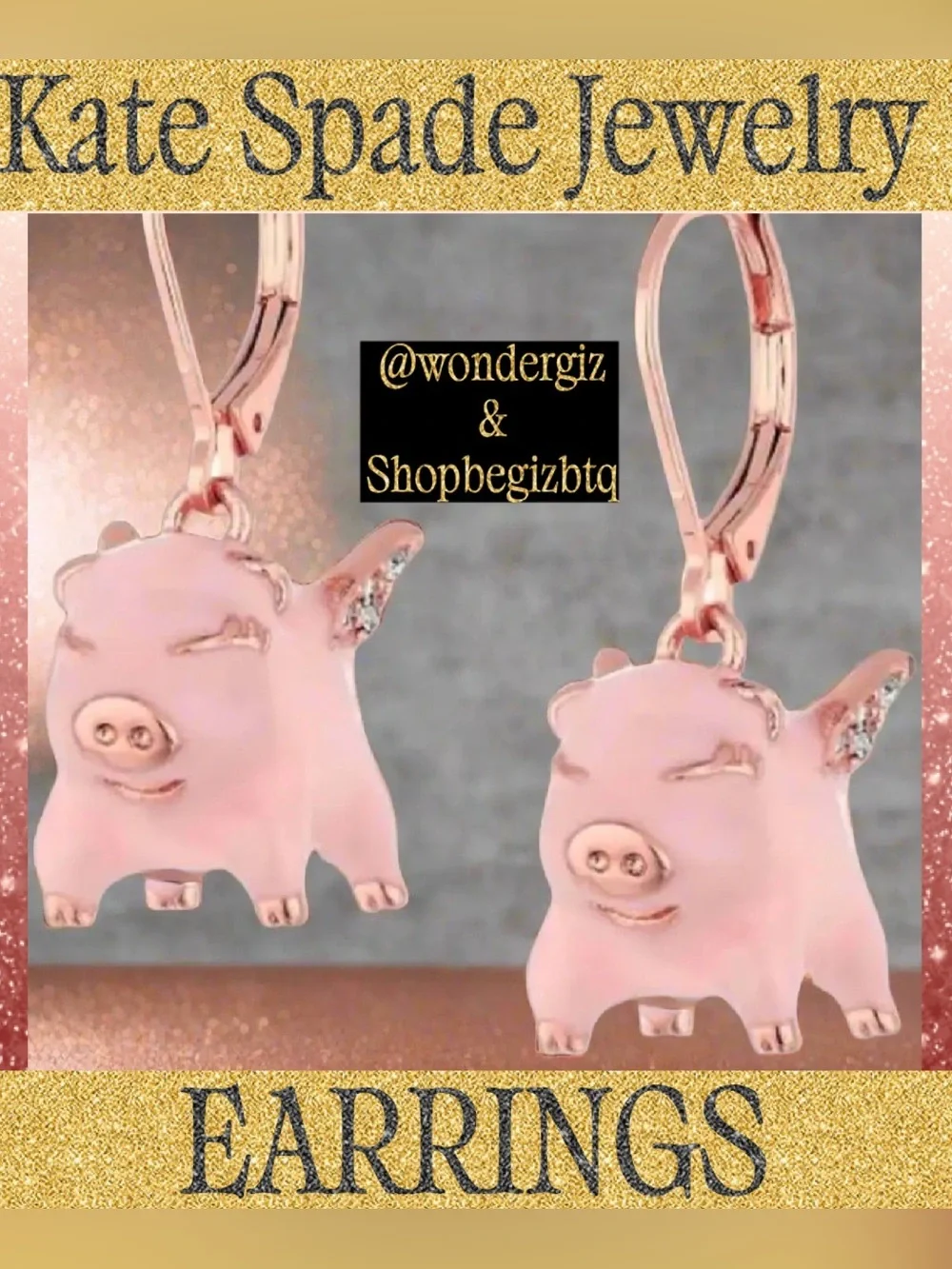 Spade Authentic Cute Fashion Drop Flying Pig Leverback Pink and Rose Gold